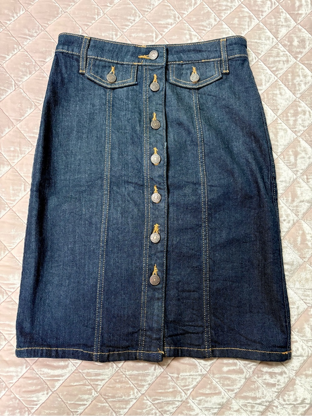 NWT❗️Banana Republic Dark Blue Button-Front Pencil Skirt